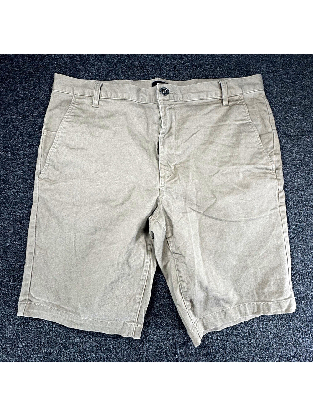 RVCA Week-End Stretch Chino Shorts Mens Beige Solid Flat Front Slash Pockets